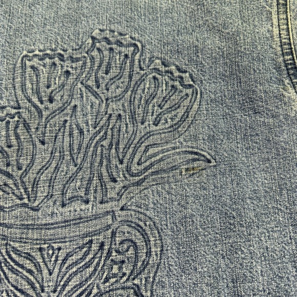 Produce Company Jacket Womens Medium Blue Denim Floral Long Sleeve Lightweight - Picture 12 of 13